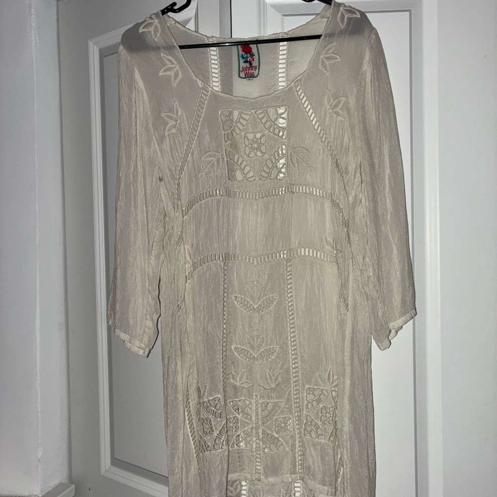 Cream Embroidered Tunic Dress